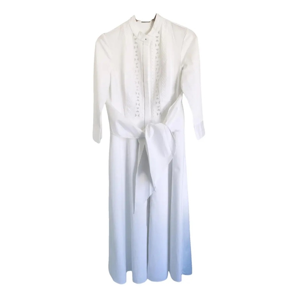 Elie Tahari Midi Dress White Cotton Size 2